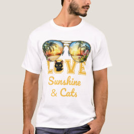 LOVE Sunshine & Cats | 熱帯黒猫の夏 Tシャツ