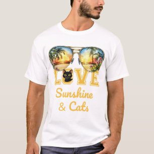 LOVE Sunshine & Cats 熱帯黒猫の夏 Tシャツ