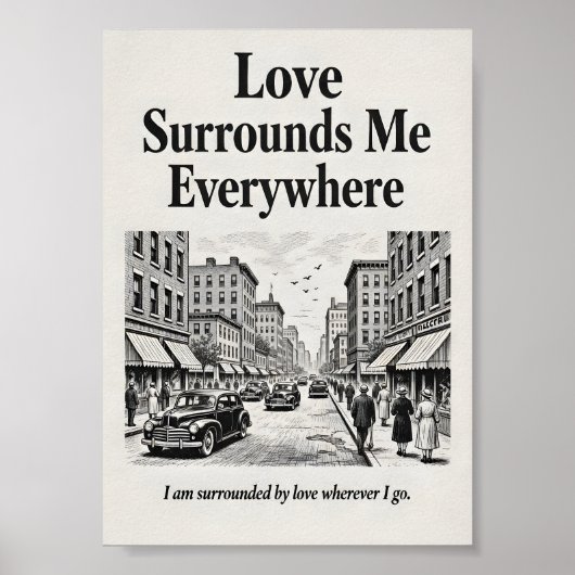 Love Surrounds Me Everywhere Vintage Affirmation  ポスター (正面)