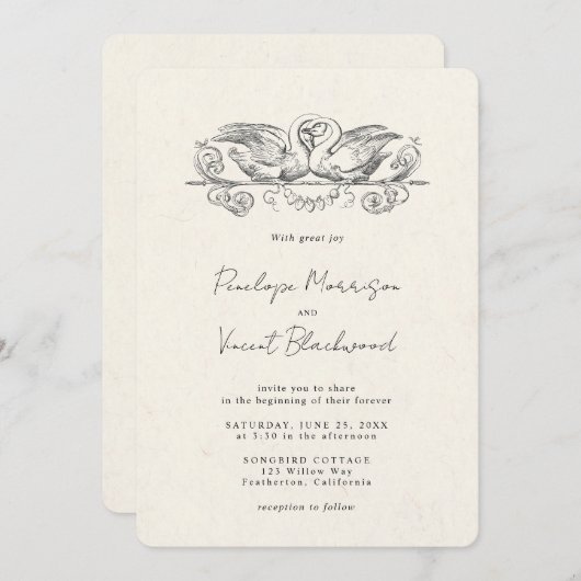 Love Swans Wedding Invitation 招待状 (正面/裏面)