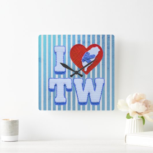 Love Taiwan slippers スクエア壁時計 (ホーム)