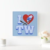 Love Taiwan slippers スクエア壁時計 (ホーム)