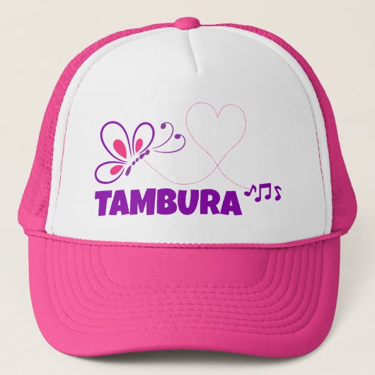 Love Tambura Pink Purple Butterfly Heart キャップ (正面)