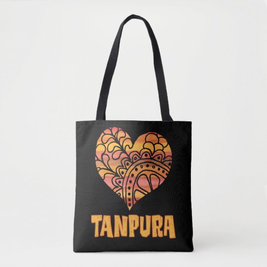 Love Tanpura Orange Mandala Heart Indian Music トートバッグ (正面)
