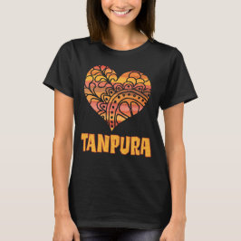 Love Tanpura Orange Mandala Heart Indian Music Tシャツ