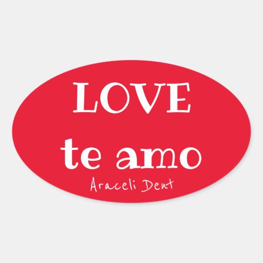 LOVE te amoスティッカー 楕円形シール (正面)