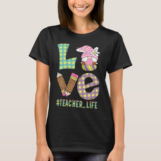 Love Teacher Life Easter Basket Gnome Teacher East Tシャツ (正面)