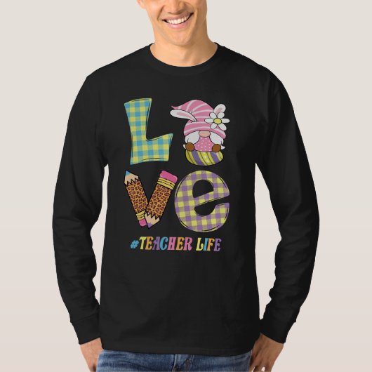 Love Teacher Life Easter Basket Gnome Teacher East Tシャツ (正面)