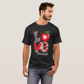 Love Teacher Life Heart Leopard Teacher Funny Vale Tシャツ (正面フル)