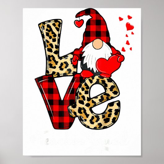 Love Teacher Squad Gnome Hearts Valentines Gnome T ポスター (正面)