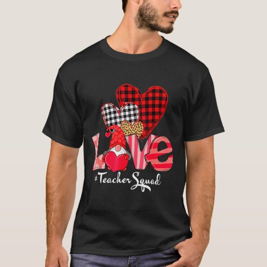 Love Teacher Squad Gnome Hearts Valentines Gnome T Tシャツ (正面)