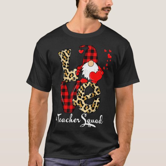 Love Teacher Squad Gnome Hearts Valentines Gnome T Tシャツ (正面)