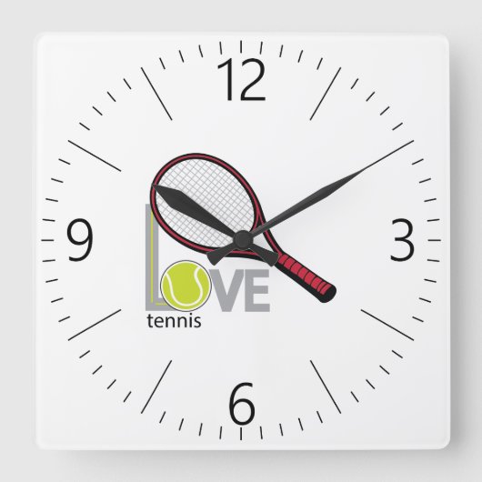 Love tennis スクエア壁時計 (正面)