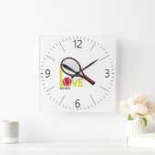 Love tennis スクエア壁時計 (ホーム)