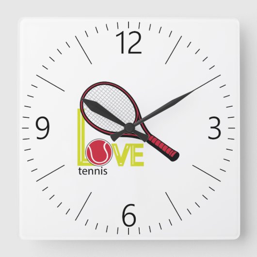 Love tennis スクエア壁時計 (正面)