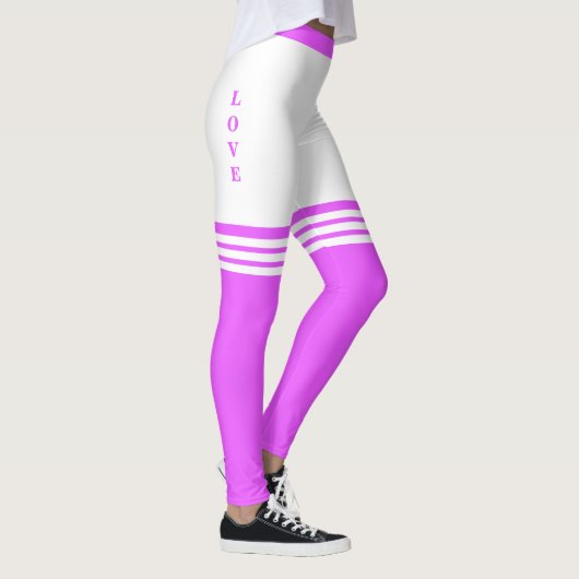 Love Text Heart Purple White Leggings Your Colors レギンス (右)