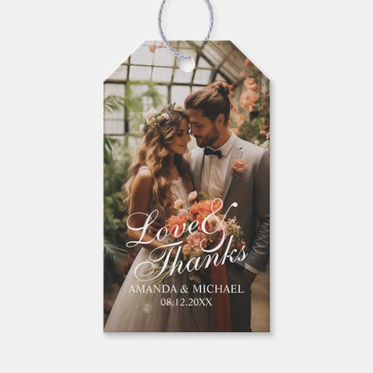 Love & Thanksのフォトカスタム結婚式の引き出物 ギフトタグ (正面)