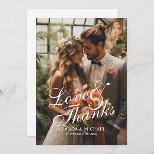 Love & Thanksの写真カスタム結婚 サンキューカード (正面/裏面)