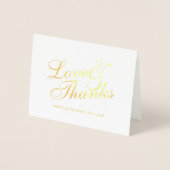 'Love&Thanks'エレガントな結婚式ありがとう金ゴールド 箔カード (正面)