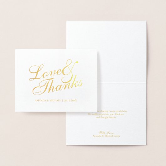 'Love&Thanks'エレガントな結婚式ありがとう金ゴールド 箔カード (ディスプレー)