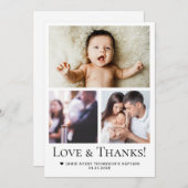 Love & Thanks Baby Baptism Photo Collage Grid  サンキューカード (正面/裏面)
