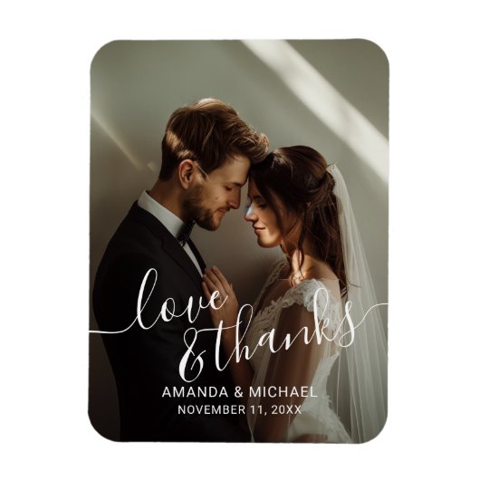 'Love & Thanks' Custom Photo Wedding Favor マグネット (縦)
