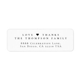 Love & Thanks Family Elegant Minimalist Mailing ラベル