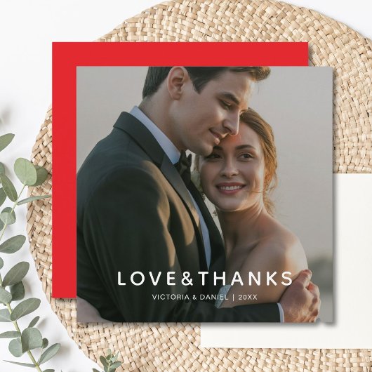 Love & Thanks Modern Couple Thank You Card シーズンカード