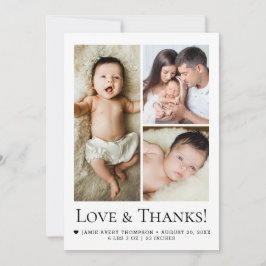 Love & Thanks Photo Collage Birth Announcement サンキューカード