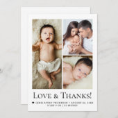 Love & Thanks Photo Collage Birth Announcement サンキューカード (正面/裏面)