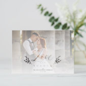 Love & Thanks Photo Wedding Botanical Transparency サンキューカード (スタンド正面)