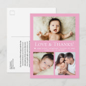 Love & Thanks Pink Baby Photo Collage birth ポストカード (正面/裏面)