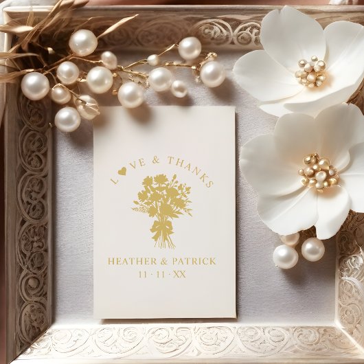 Love & Thanks Quote Wedding Bouquet Silhouette ラバースタンプ