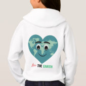 Love The Earth Cute Heart World Hoodie (裏面)