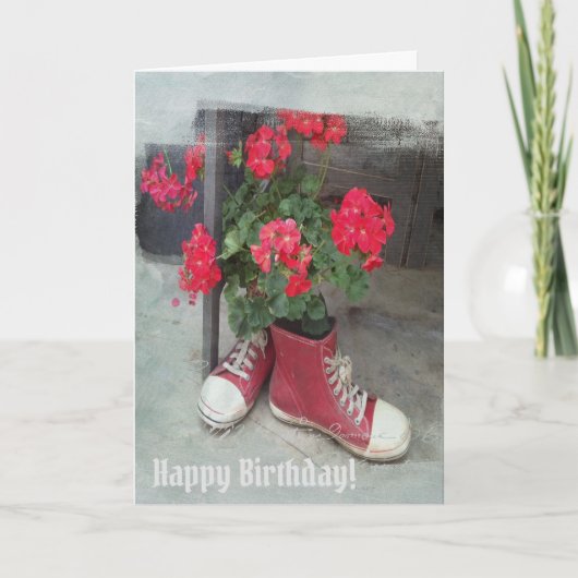 Love the Shoes and red Geraniums Card カード (正面)