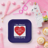 Love the USA Patriotic Red White Blue Heart 250th ペーパープレート (パーティー)