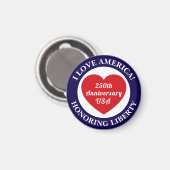 Love the USA Patriotic Red White Blue Heart 250th マグネット (正面/裏面)