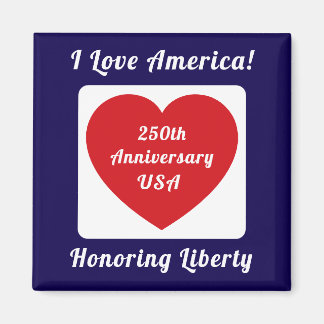 Love the USA Patriotic Red White Blue Heart 250th マグネット