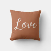 Love Throw Pillow Copper Brown White クッション (正面)
