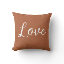Love Throw Pillow Copper Brown White