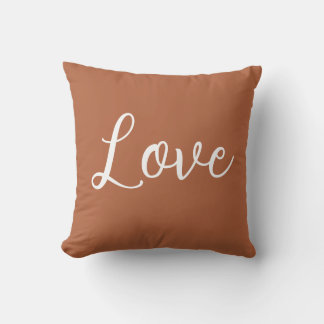 Love Throw Pillow Copper Brown White クッション