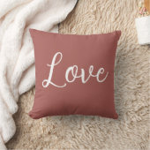 Love Throw Pillow Terracotta Red White クッション (ブランケット)