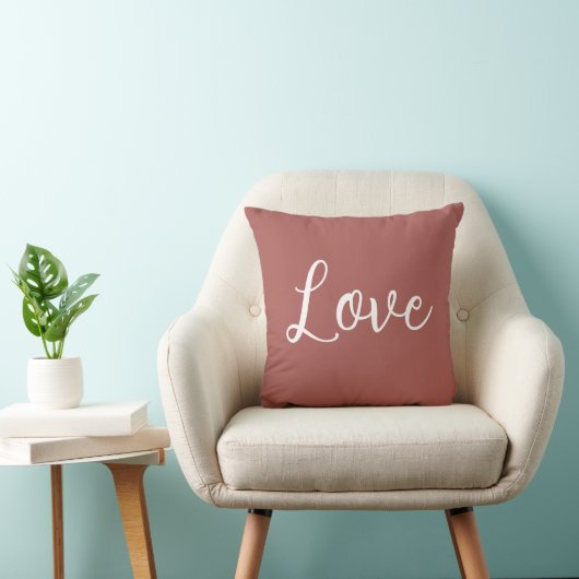 Love Throw Pillow Terracotta Red White クッション (椅子)