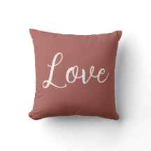 Love Throw Pillow Terracotta Red White