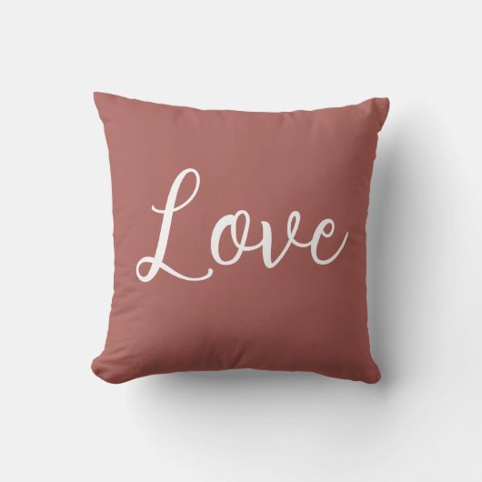 Love Throw Pillow Terracotta Red White クッション (正面)