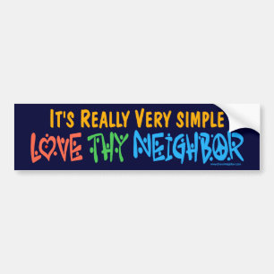 Love Thy Neighbor - Peace Sign バンパーステッカー