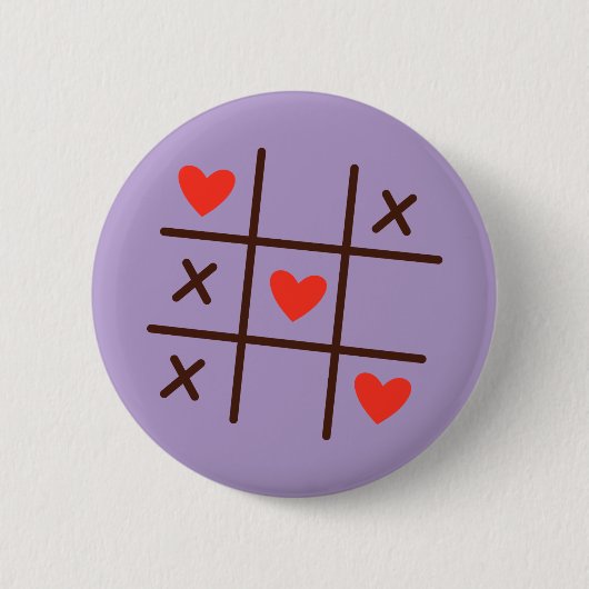 Love Tic-Tac-Toe Hearts Button — Cute Valentine's  缶バッジ (正面)