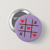 Love Tic-Tac-Toe Hearts Button — Cute Valentine's  缶バッジ (正面&裏面)