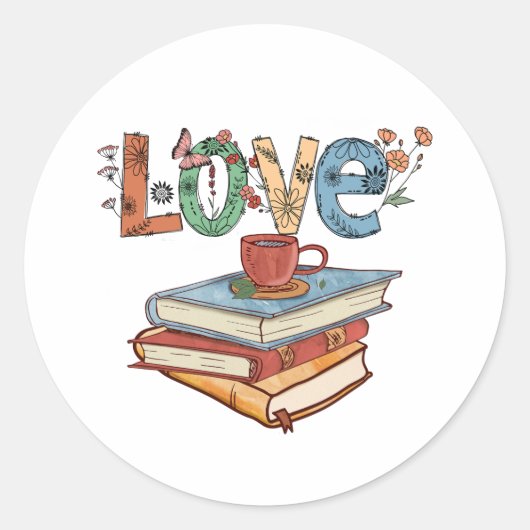 Love to 読 Books  Round Sticker ラウンドシール (正面)