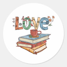Love to 読 Books  Round Sticker